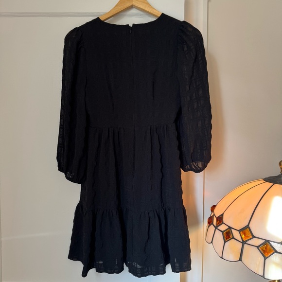 Madewell sheer textured lined black mini dress - Picture 5 of 6